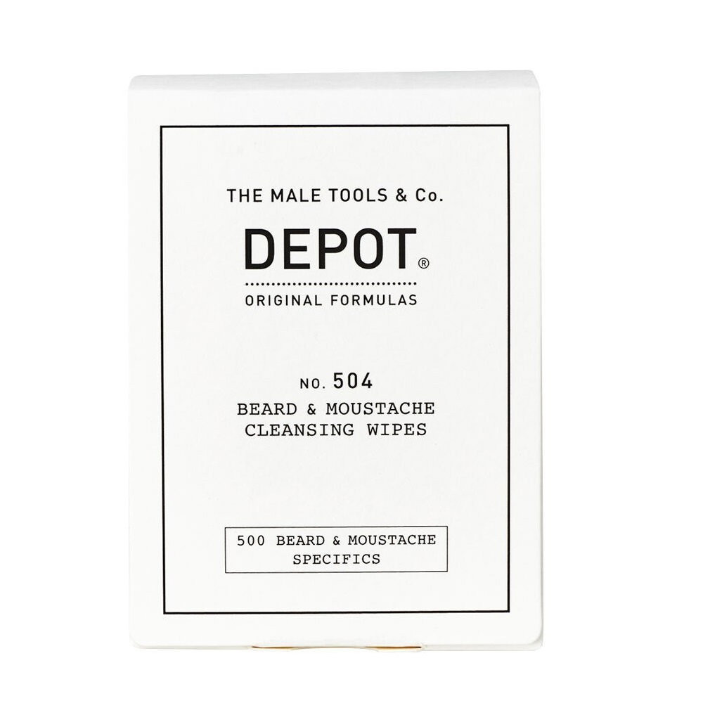 Set, Depot, 500 Beard & Mustache Specifics No. 504, Beard & Moustache Cleansing Wipes, 12 pcs