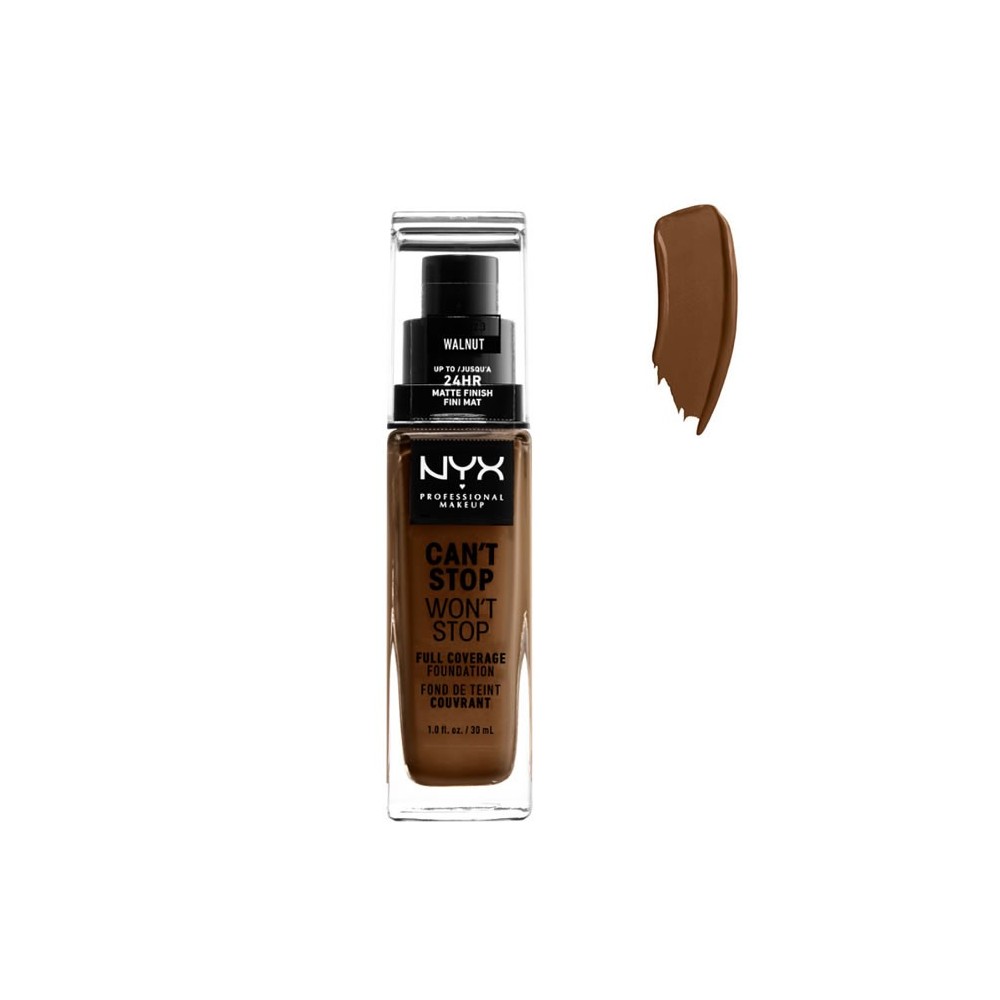 Nyx Can´t Stop Won´t Stop pilnai dengiantis makiažo pagrindas "Walnut" 30ml