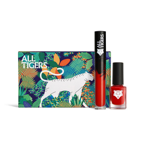 Set All Tigers: Natural & Vegan, Liquid Lipstick, 888, Call Me Queen, 8 ml + Natural & Vegan, Vegan, Nail Polish, 298, Hit It Bi