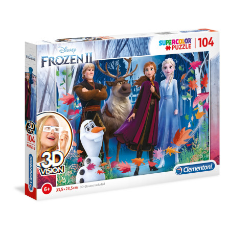 Clementoni, SuperColor, Frozen II 3D Vision, Puzzle, For Girls, 6+ years, 104 pcs
