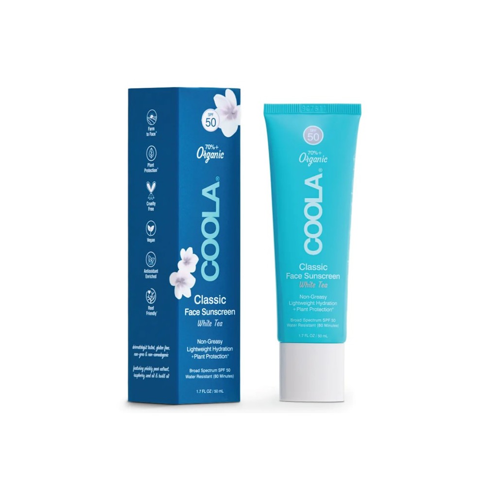 "Coola Classic Face" ekologiškas apsauginis losjonas nuo saulės su baltąja arbata Spf50 50ml