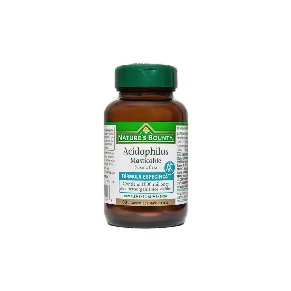 Nature's Bounty Acidophilus 60 Cápsulas Masticables Fresa