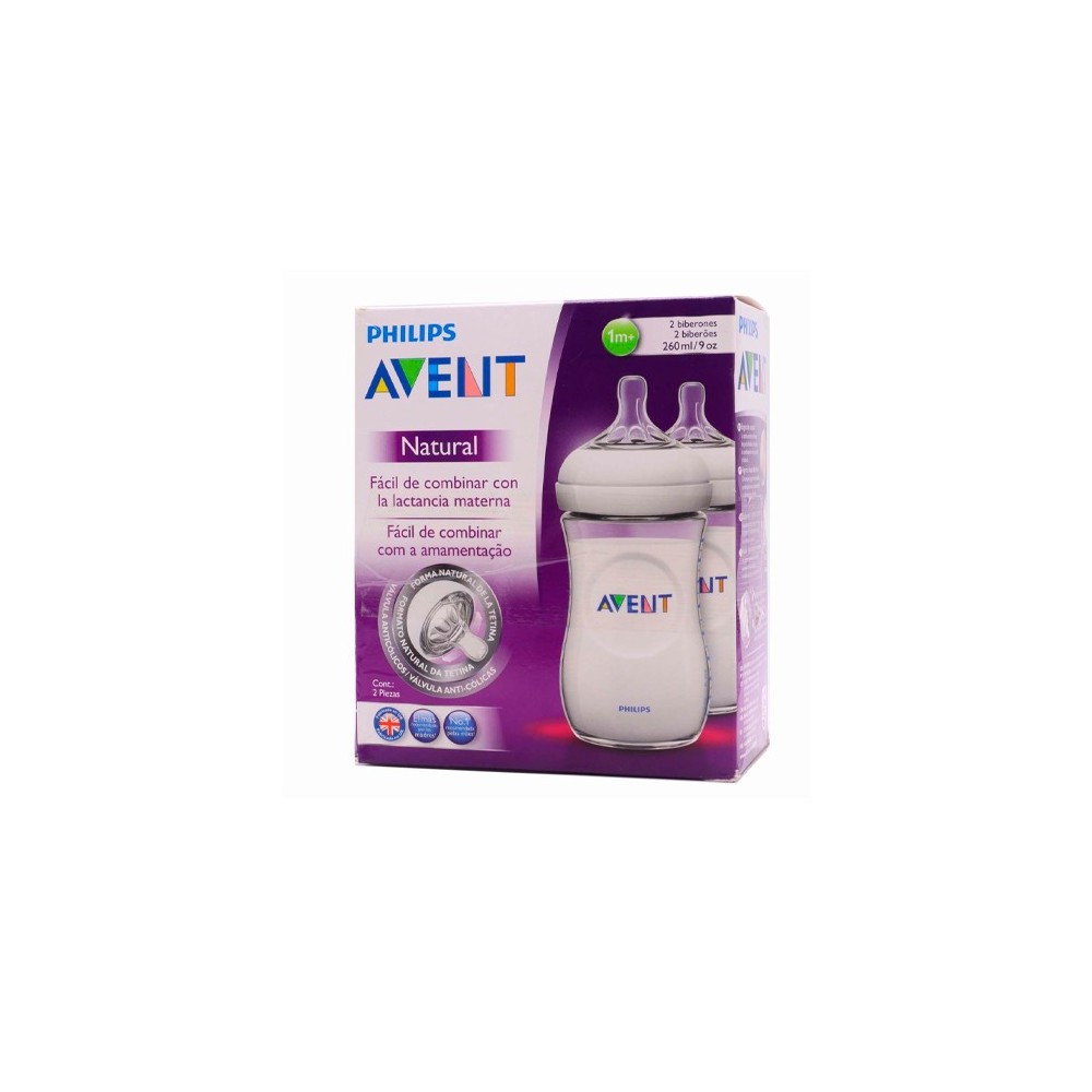 "Avent" kūdikių buteliukas PP Natural 260ml x 2 vienetai