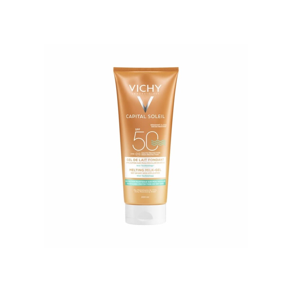 Vichy Capital Soleil Ultra-Melting Milk-Gel SPF50 apsaugo odą nuo UVA ir UVB spindulių 200ml