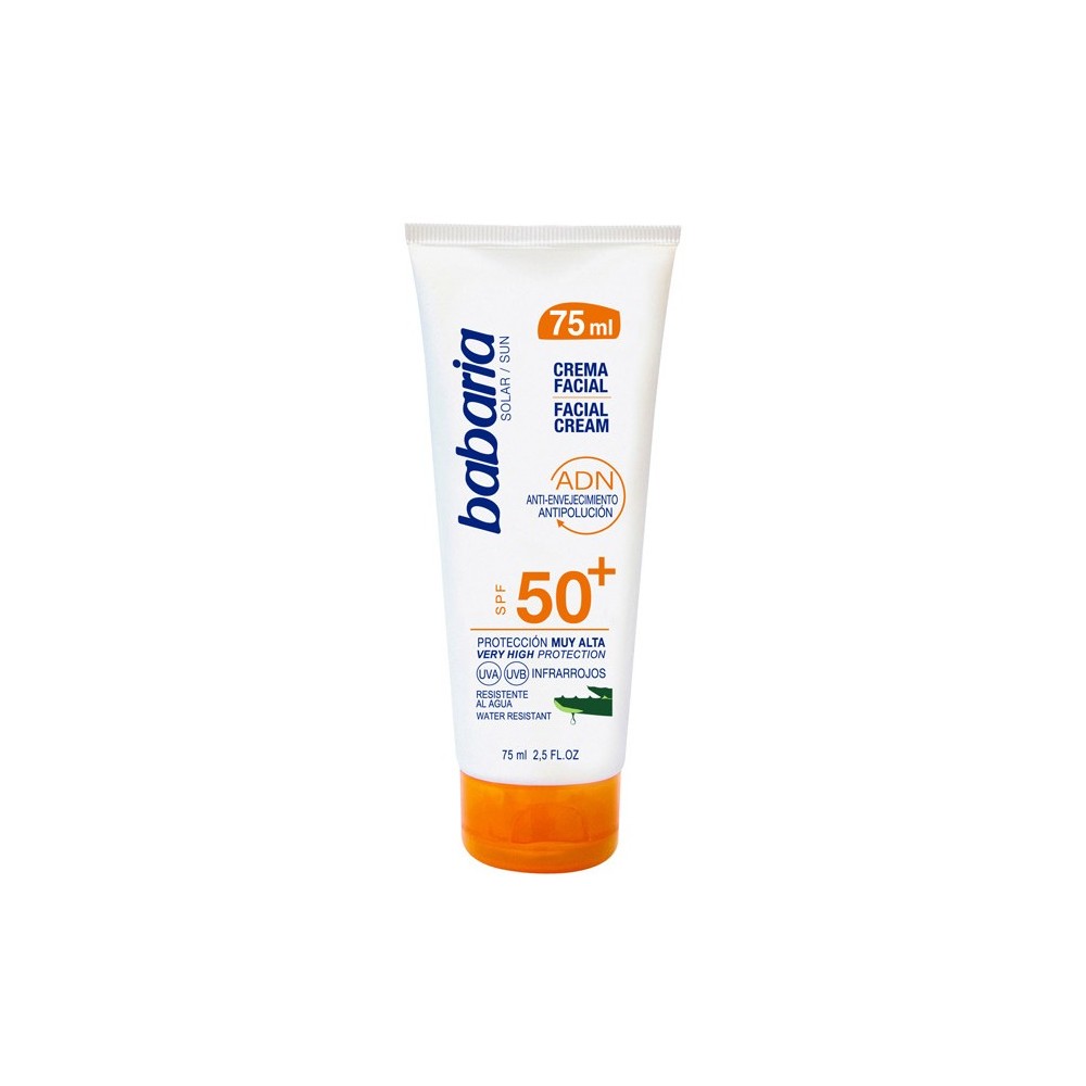 Babaria Facial Cream Spf50 Aloe Vera Water Resistant 75ml