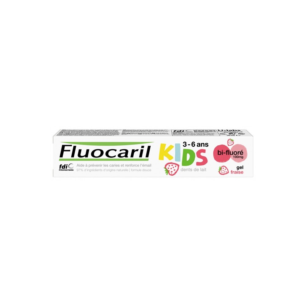 Fluocaril Kids Bi-fluorides dantų pasta vaikam braškių skonio 3-6 metų 50ml