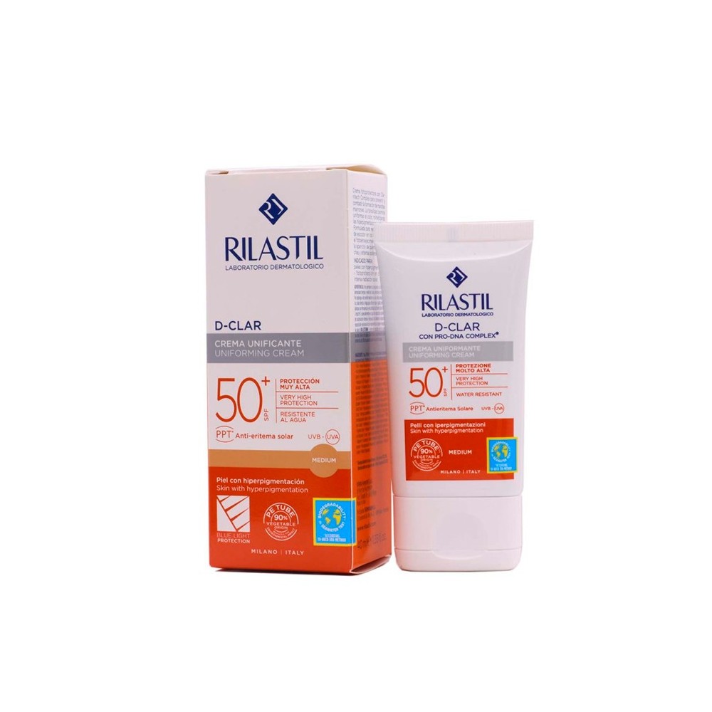 Rilastil D-Clar Spf50+ Fotoapsauginis kremas suvienodinantis veido spalvą 40ml