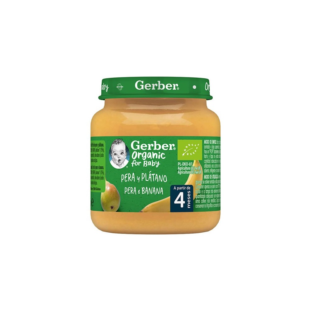 "Gerber" ekologiškas kriaušių ir bananų indelis 125g