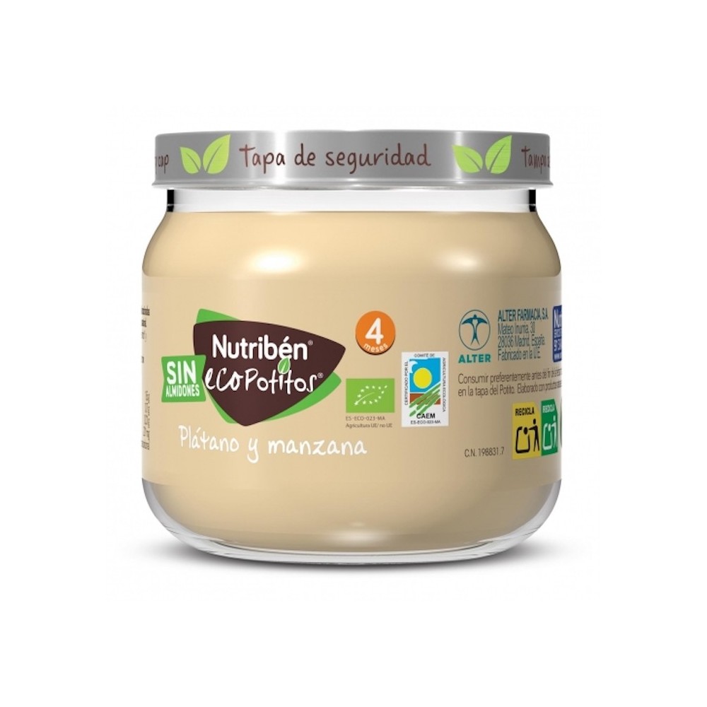 Ekologiška kūdikių tyrelė Nutriben Ecopotito Bananas Obuolys 120g