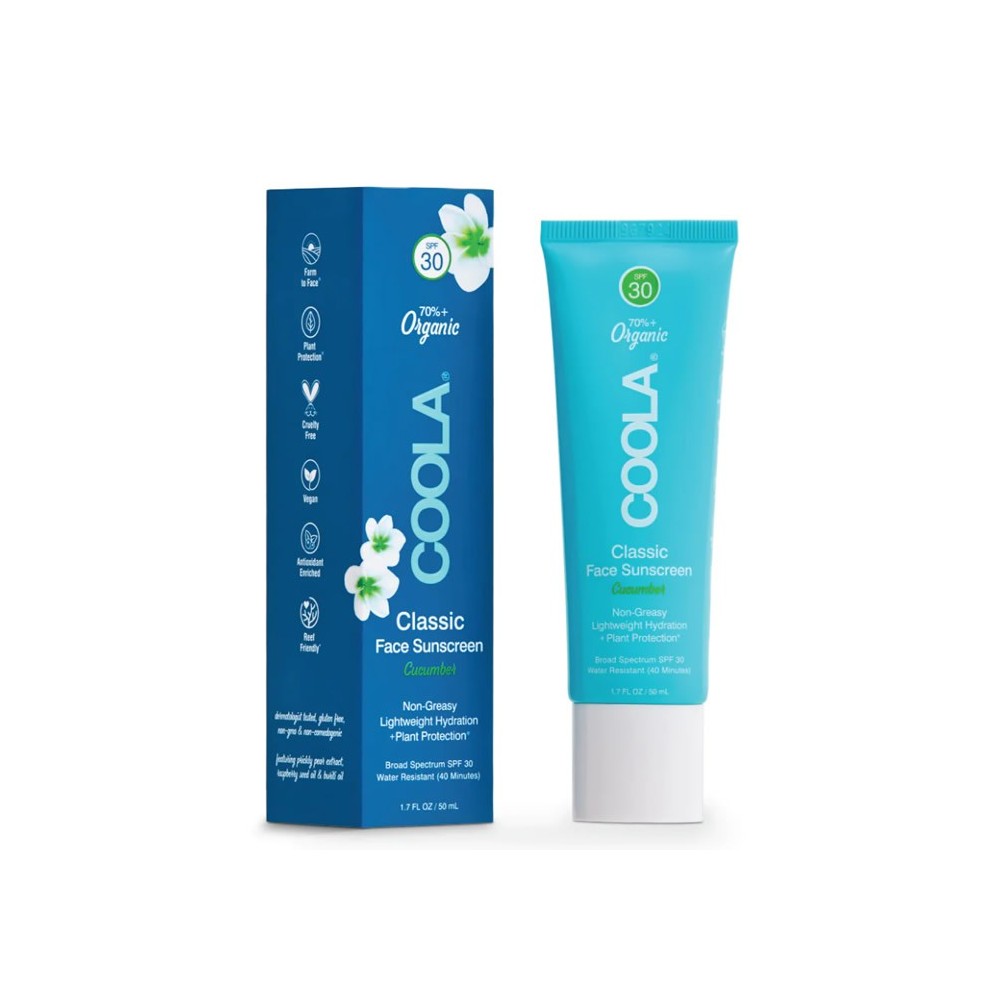 "Coola Classic Face" ekologiškas apsauginis losjonas nuo saulės "Cucumber Spf30" 50ml