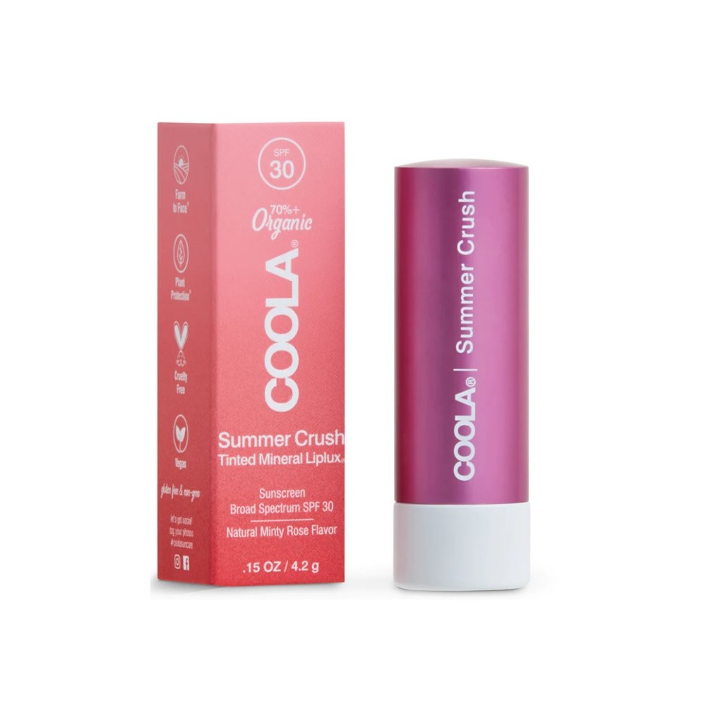 "Coola Mineral Liplux" ekologiškas tonuotas lūpų balzamas nuo saulės "Summer Crush" Spf30 4.2ml