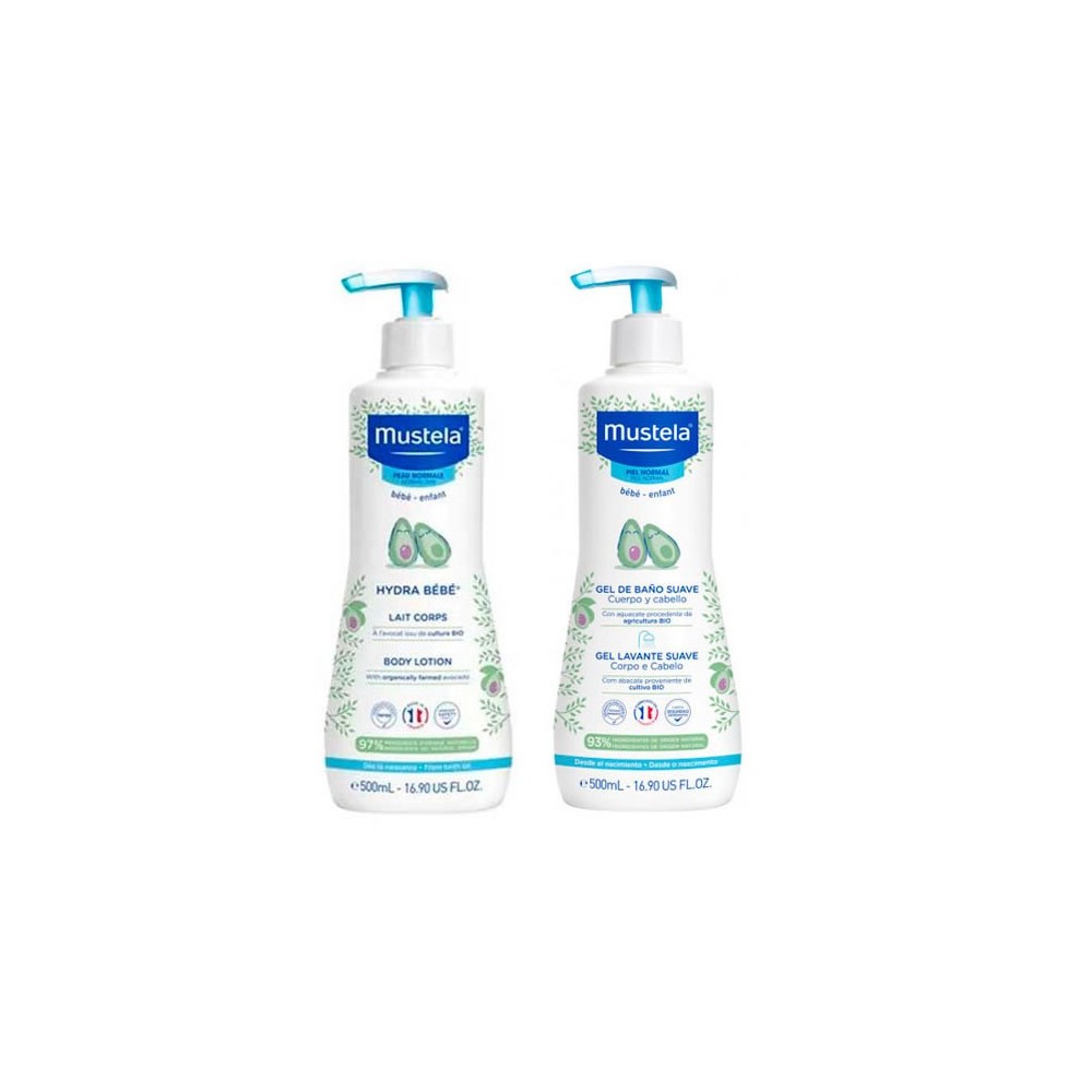 Mustela Hydra Baby Body Milk 500ml + Bath Gel 500ml