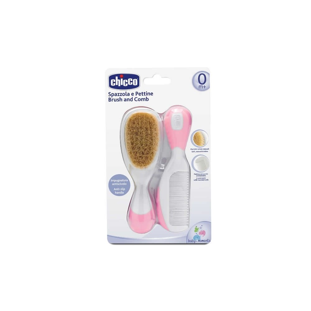 Chicco Brush and Comb Natural Hair Rose 0m+