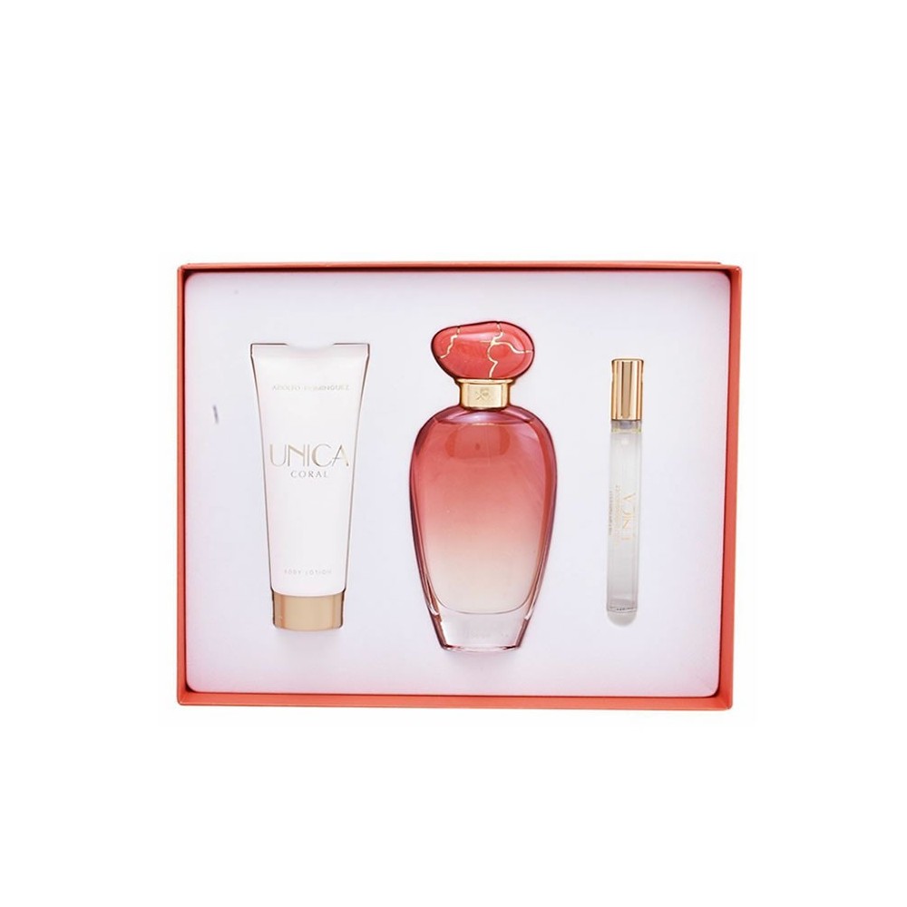 Adolfo Dominguez Única Coral Eau De Toilette Spray 100ml 3 dalių rinkinys