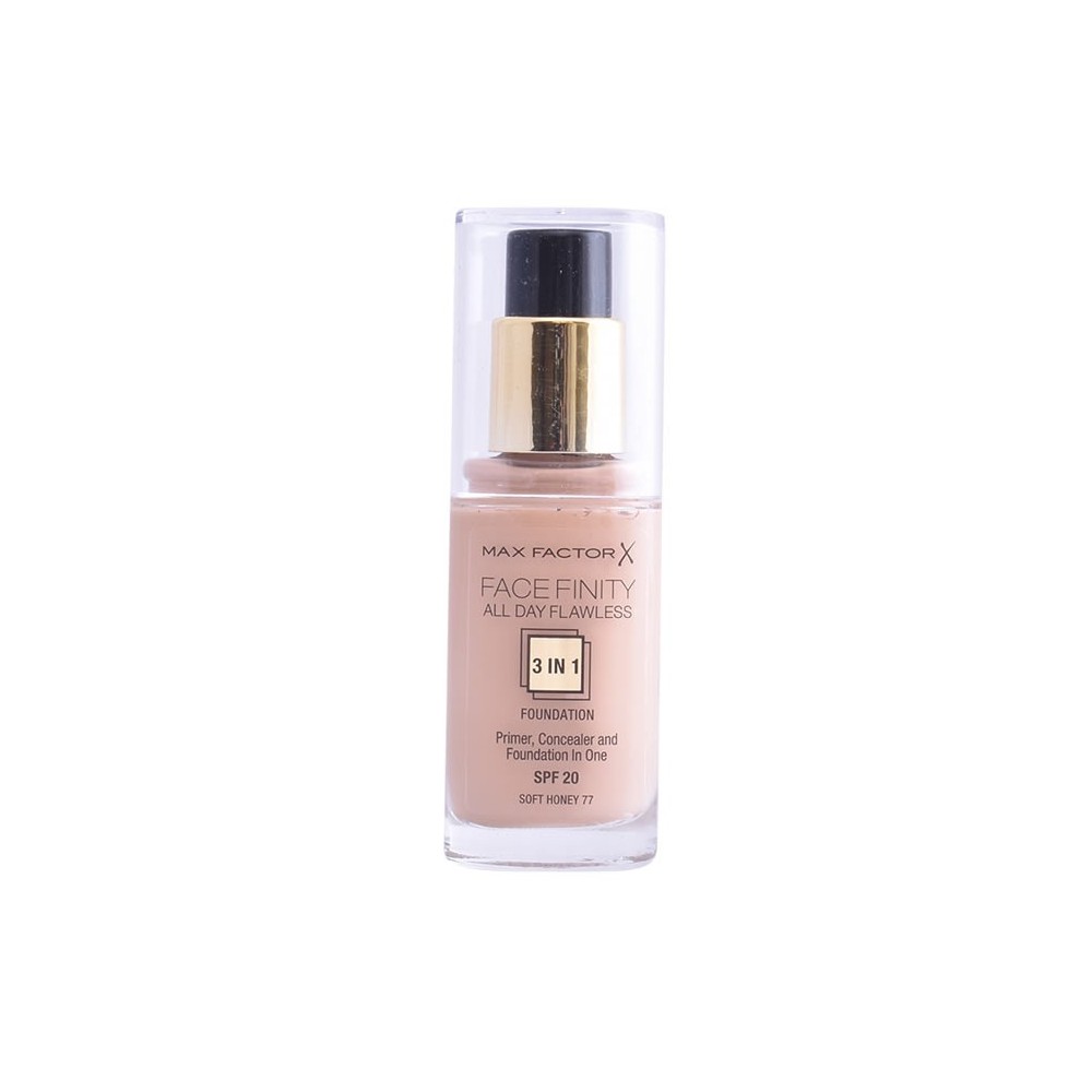 "Max Factor Facefinity 3 in 1" gruntas, maskuoklis ir makiažo pagrindas Spf20 77 Softhoney 30ml