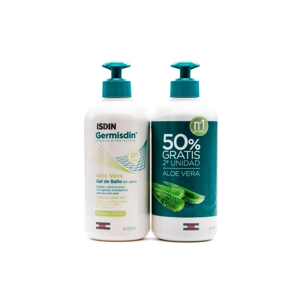 Isdin Germisdin Aloe Vera Shower Gel Without Soap 2x500ml