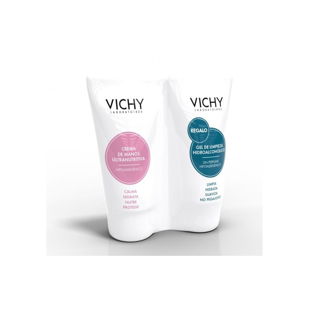 "Vichy" itin maitinamasis rankų kremas 50ml + valomasis rankų dezinfekavimo gelis 50ml