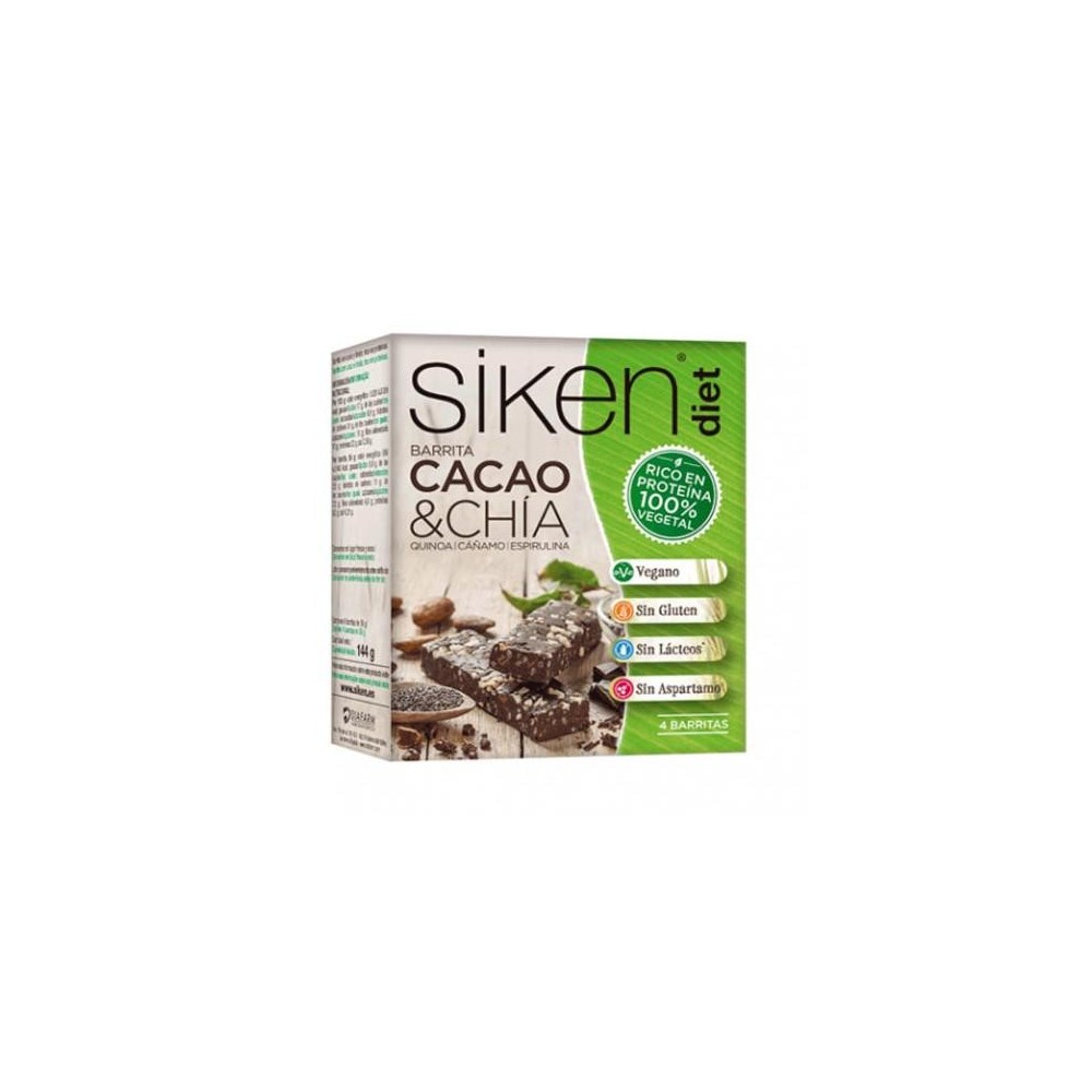 Siken Sikendiet Cocoa and Chia Vegetable Protein 4 Units Of 36g