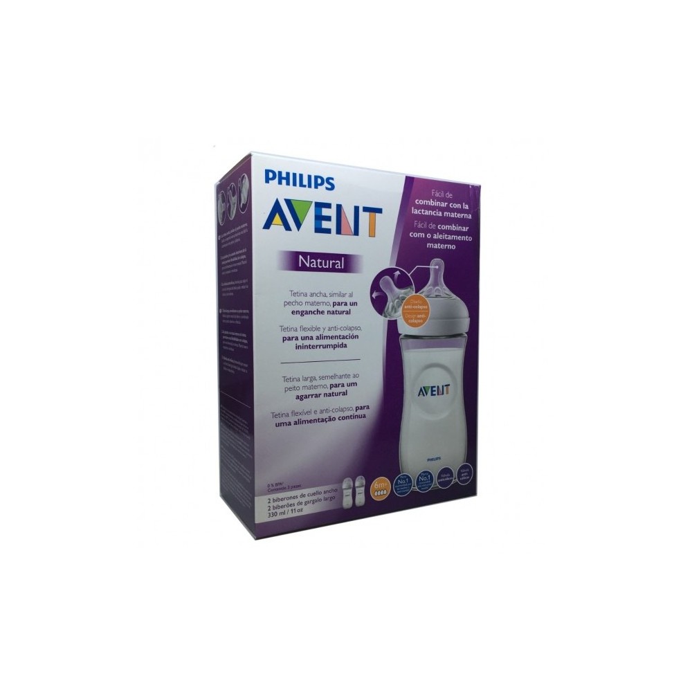 Avent Natural Bottle 330ml Scf036/27 Pack 2 Units