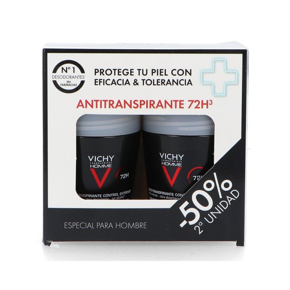 Vichy Homme Intense Roll On dezodorantas 2x50ml