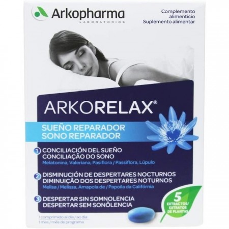 Arkorelax Miego augalai + melatoninai 30 tablečių-Maisto papildai-Sveikatai-ARKOPHARMA