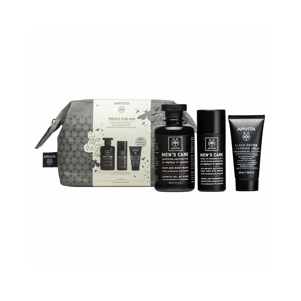 Apivita Men's Face and Body Care Set 3 Pieces