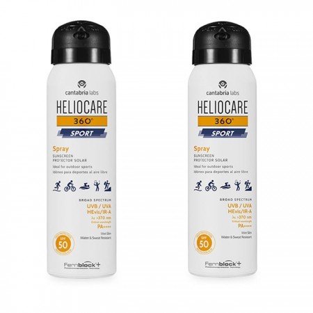 "Heliocare 360 Sport" purškiamas apsauginis kremas nuo saulės Spf50 2x100ml-Apsauga nuo saulės kūnui-Įdegio kosmetika-HELIOCARE