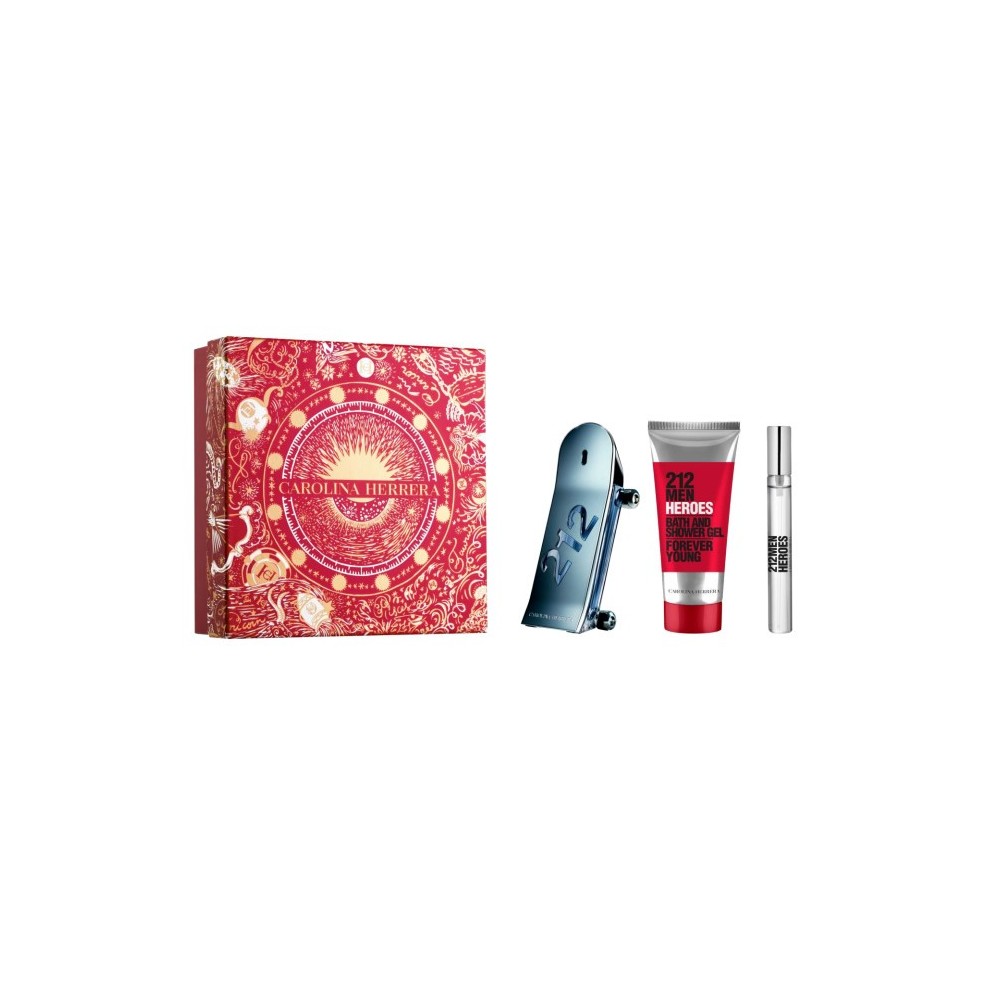 Carolina Herrera 212 Heroes Eau De Toilette Spray 90ml Set 3 Pieces Christmas 2023
