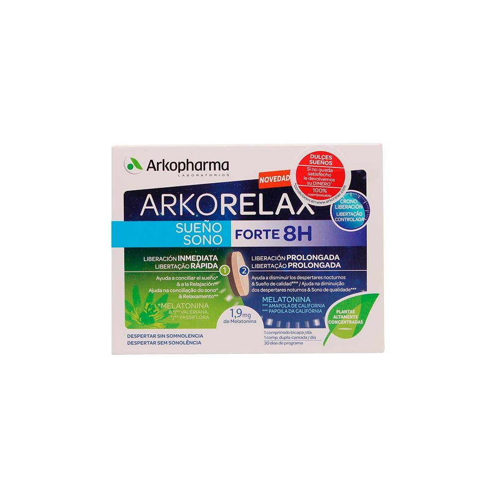 Arkopharma Arkorelax Sleep Forte 8H 30 Two-Layer Tablets