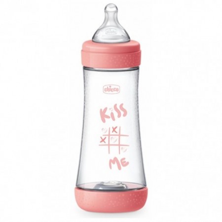 Chicco Baby Bottle Perfect5 4Chicco Baby Bottle Perfect 4M+ 300ml Silicone Pink