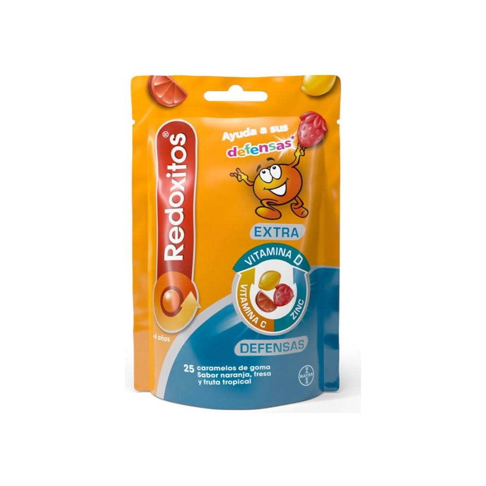 Redoxitos Extra Defenses 25 Gummy Candies Orange, Strawberry, And Tropical Fruit Flavor