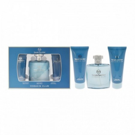 Sergio Tacchini Ocean's Club Eau De Toilette 100ml Spray Balsamo After Shave 100ml Gel De Baño 100ml