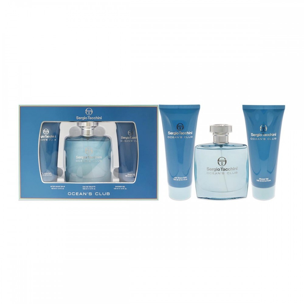 Sergio Tacchini Ocean's Club Eau De Toilette 100ml Spray Balsamo After Shave 100ml Gel De Baño 100ml