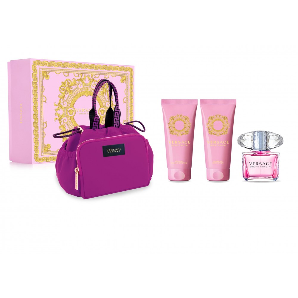 Versace Bright Crystal Eau de Toilette 4 Piece Women Gift Set with Bag rinkinys moterims 4 vnt