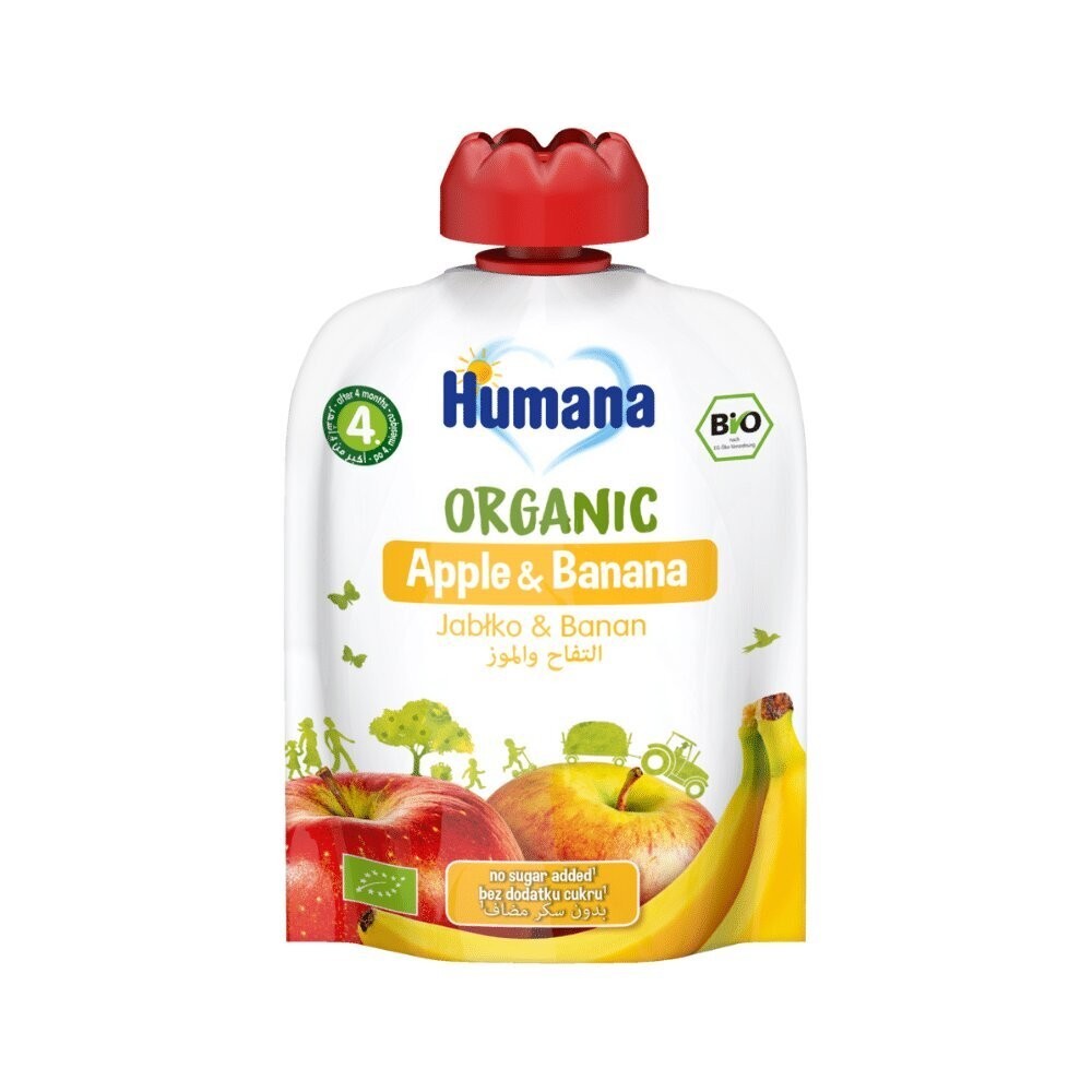 Humana Bio obuolių ir bananų tyrė, 90 g