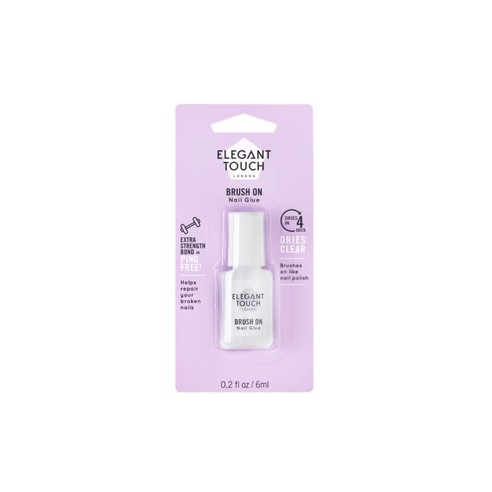 Elegant Touch Brush On Nail Glue Dirbtinių nagų klijai, 6ml