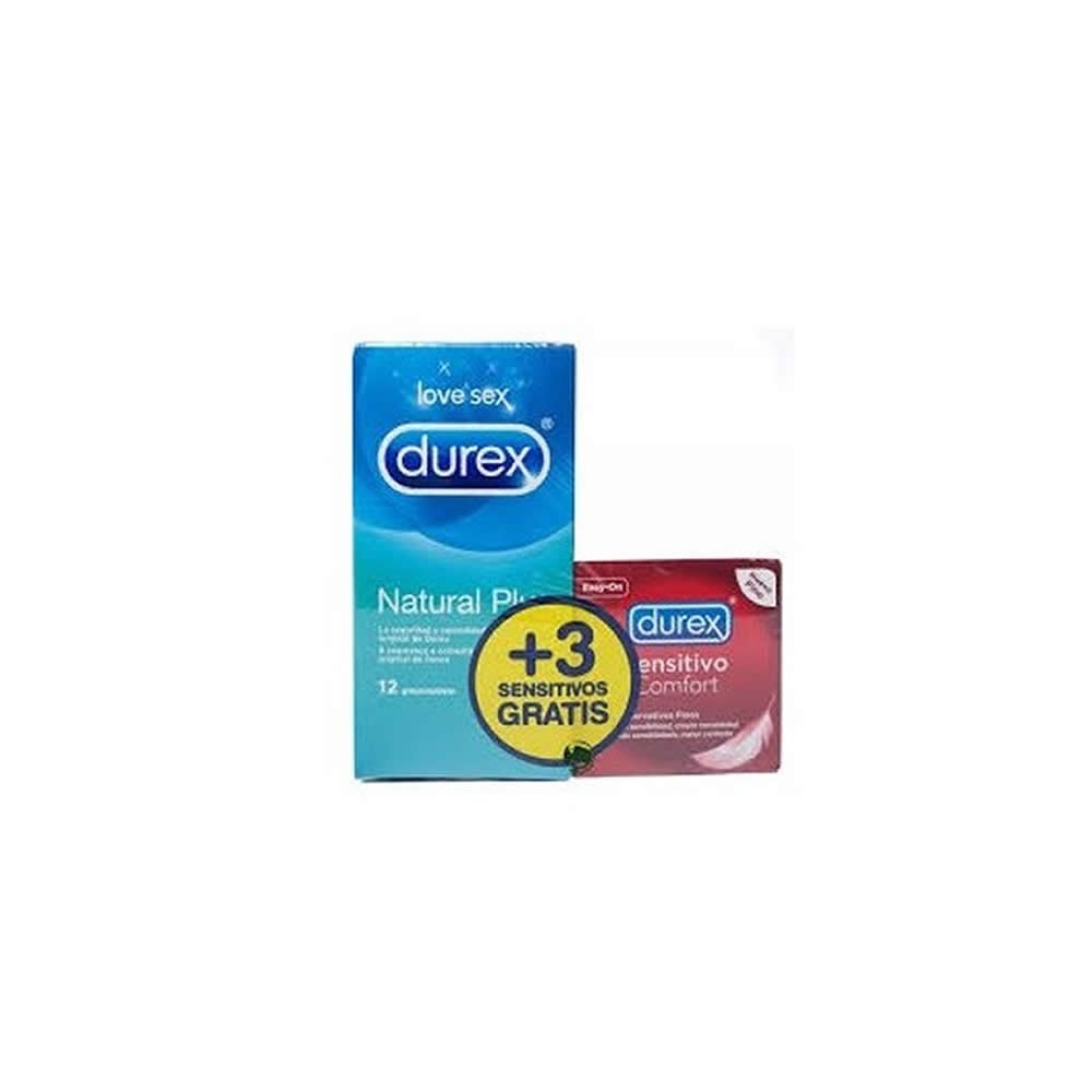 Durex Love Sex Natural Plus 12 Condoms + 3 Sensitive