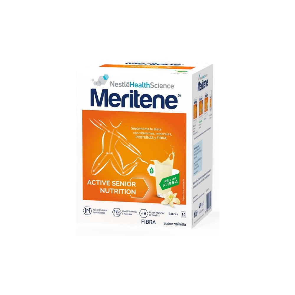 Meritene Active Senior Nutrition Batido Sabor Vainilla Rico En Fibra 14 Sobres