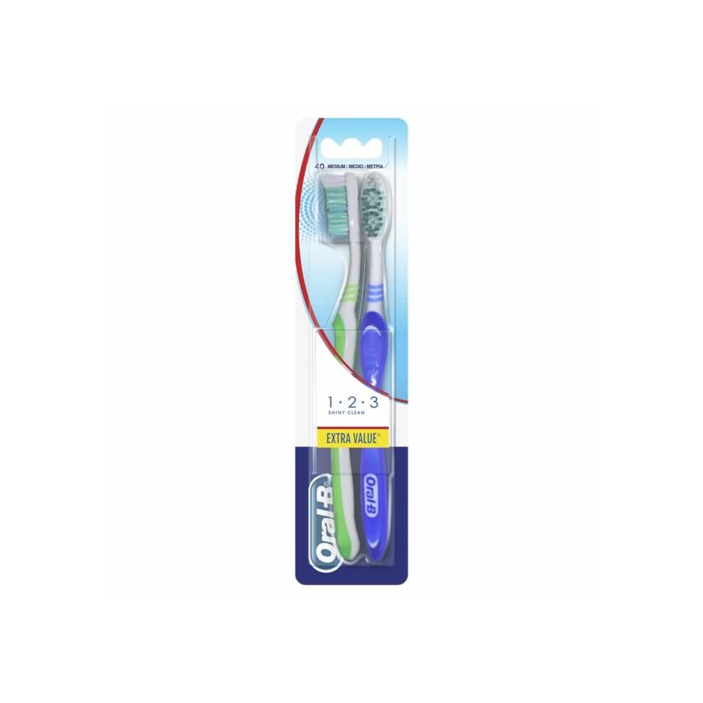 Oral-B Shiny Clean Toothbrush Medium 2 Units