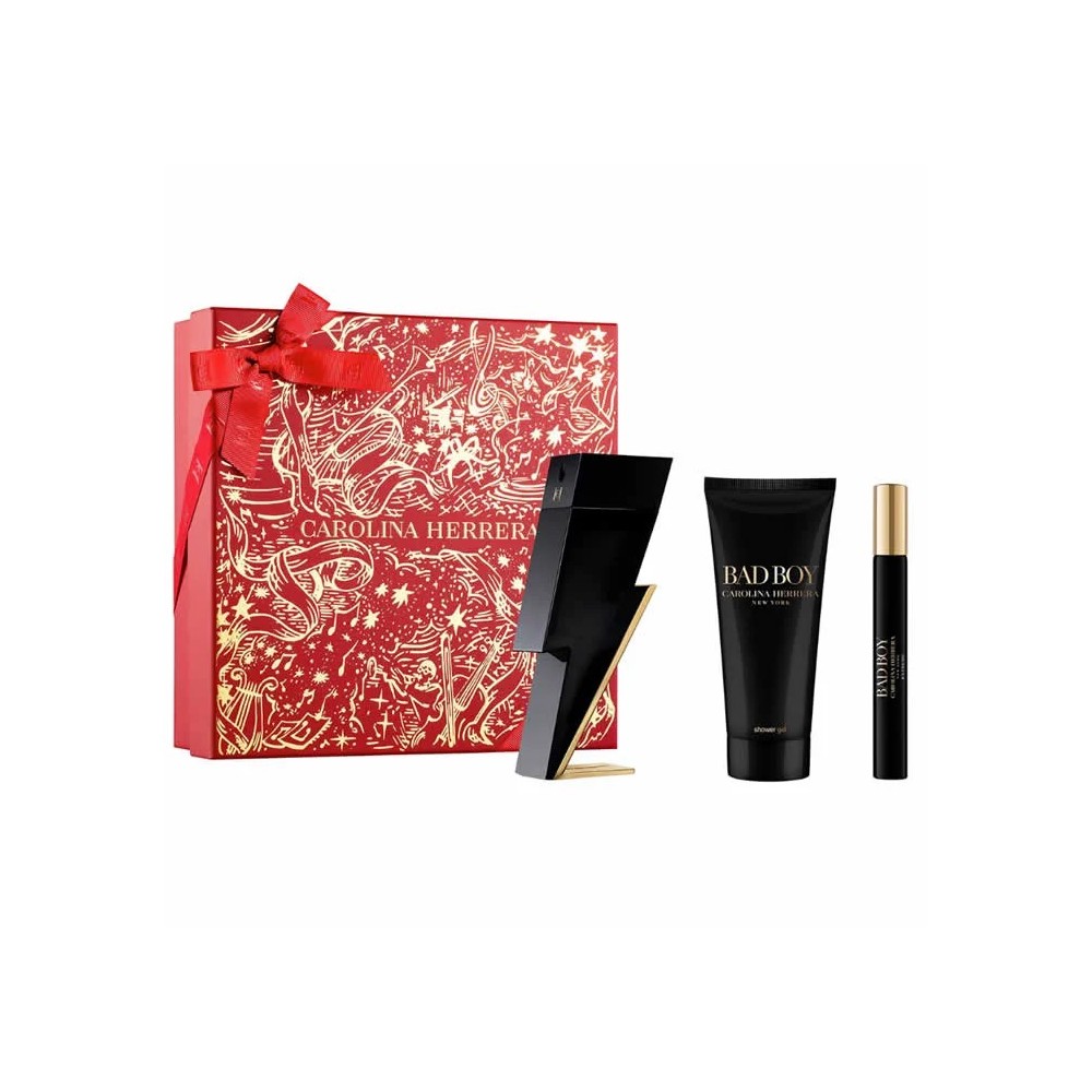 Carolina Herrera Bad Boy Eau De Toilette Spray 100ml Set 3 Pieces