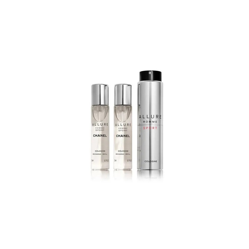 Chanel Allure Homme Sport Travel Spray Rechargeable Set 3 Pieces