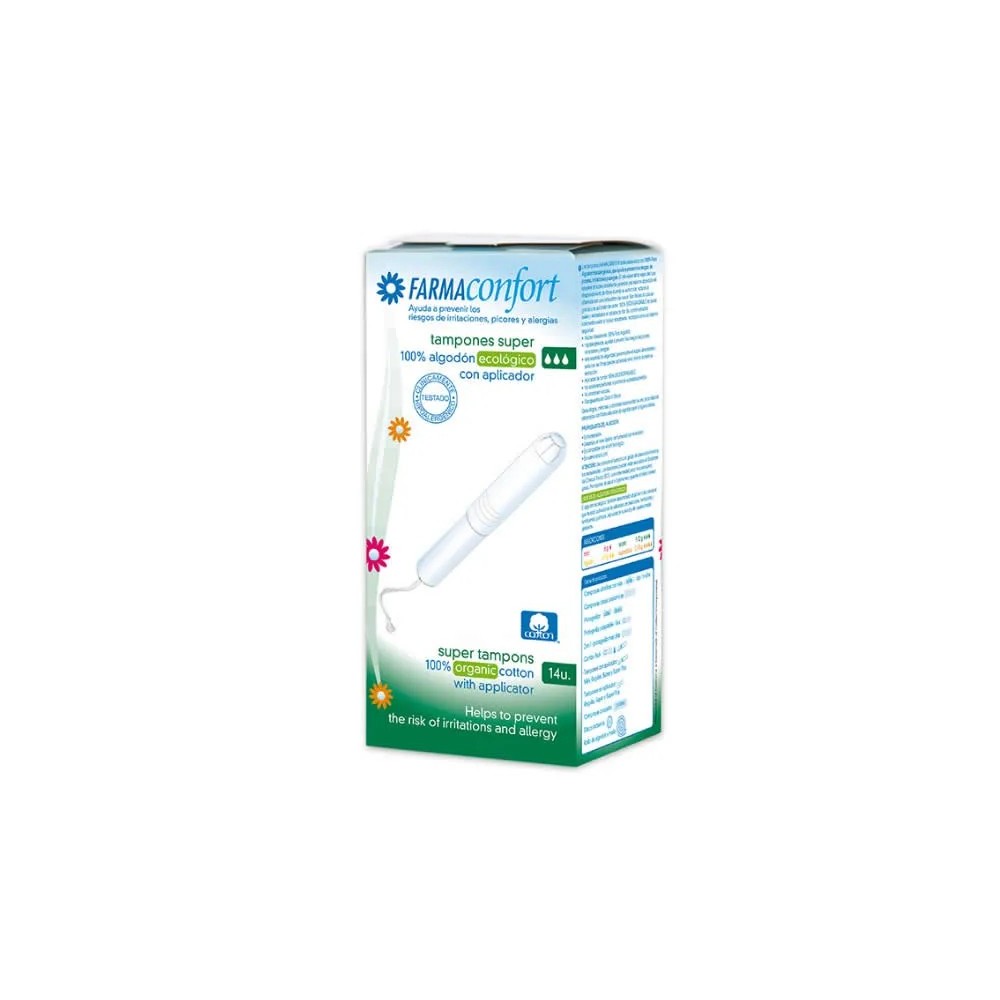 FarmaConfort Cotton Tampons With Applicator Size Super 14 Units