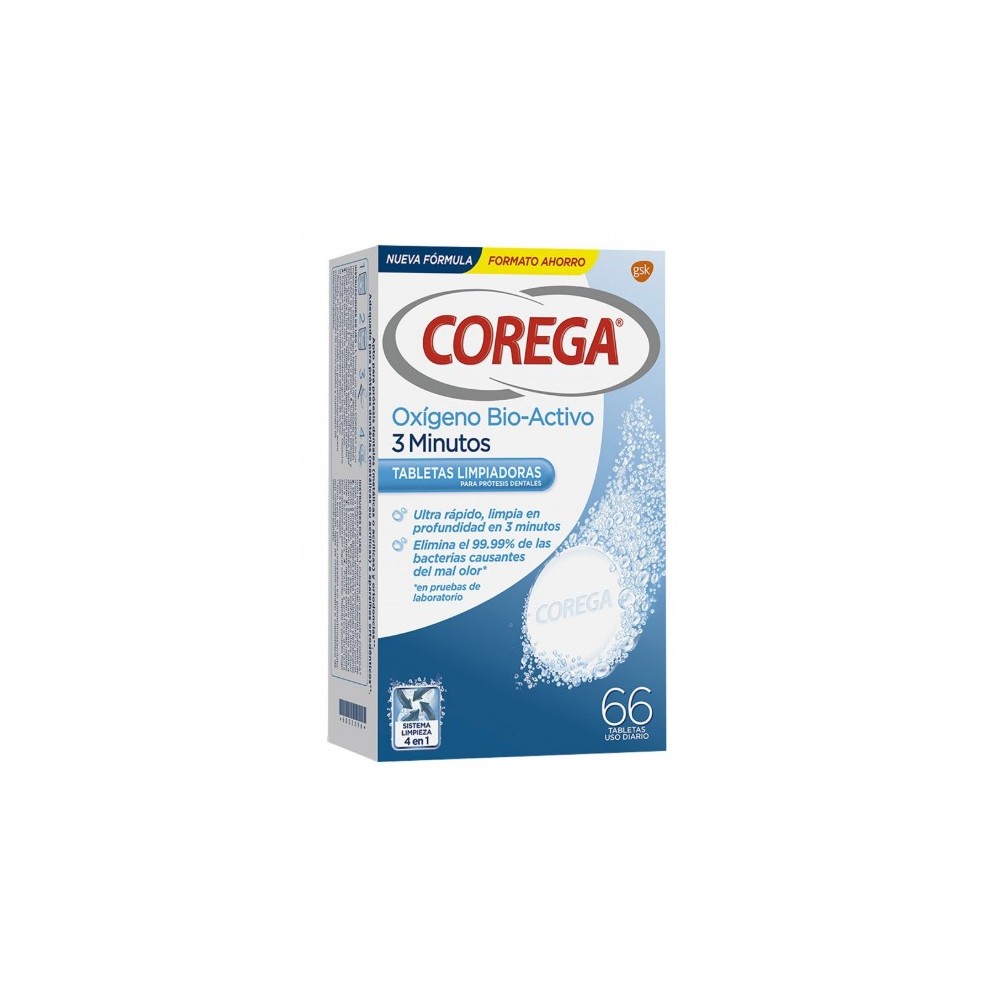 Corega Active Oxygen 3 Minutes 66 Tablets