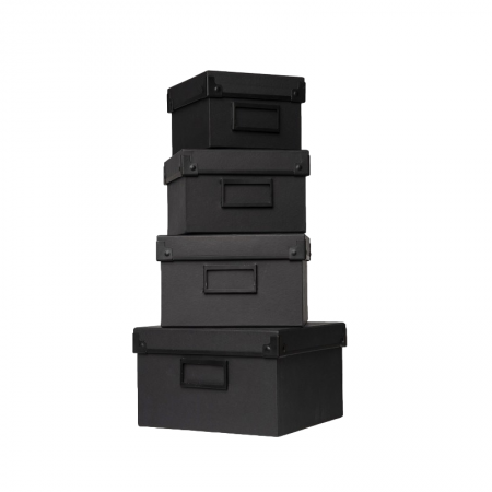 Gift Boxes Set Depot: DEPOT, GWP Cardboard Box, Black, 13 x 13 x 9 cm + DEPOT, GWP Cardboard Box, Black, 15.5 x 15.5 x 10 cm + D